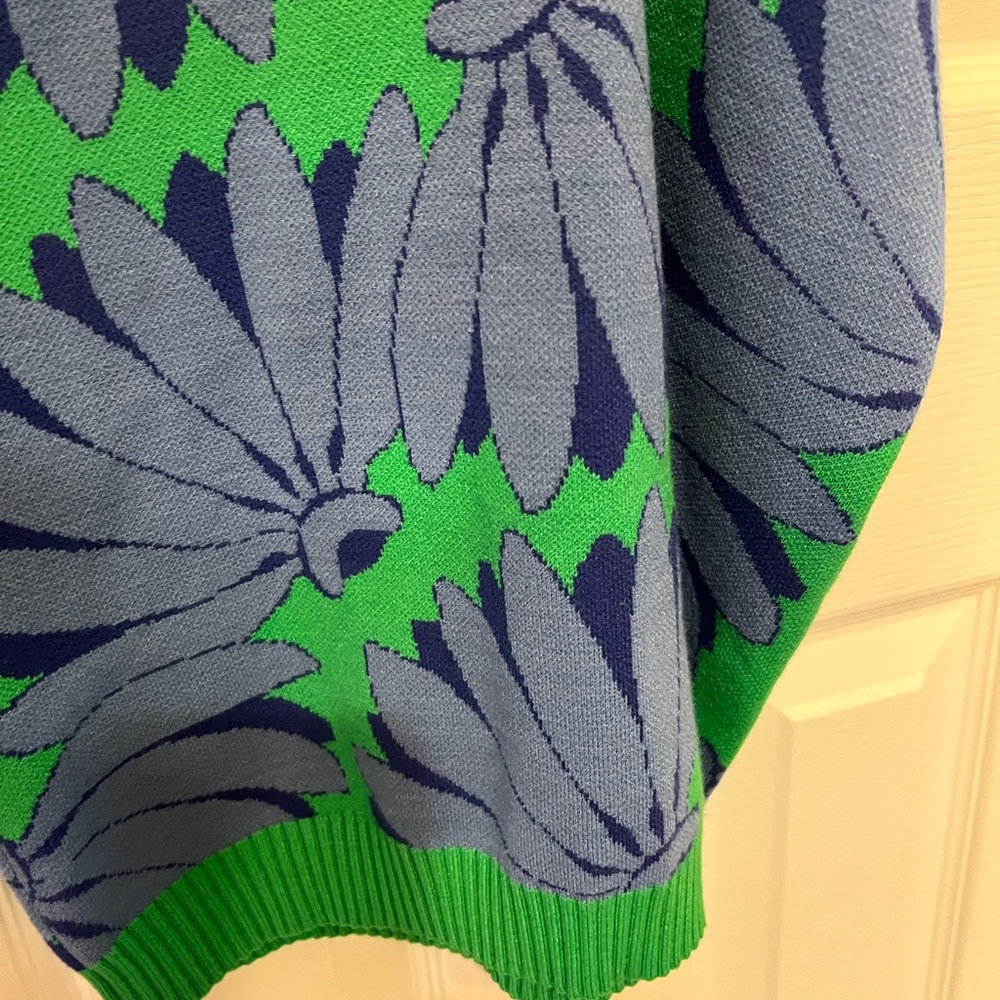 NWT Farm Rio Green & Blue Floral Cutout Long Sleeve Mini Dress, Size XS - Picture 6 of 7